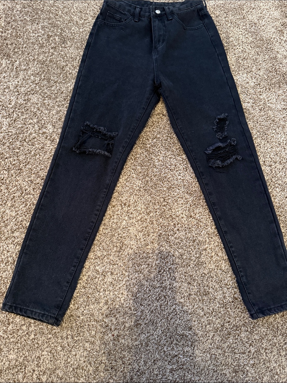 Princess Polly Black Distressed High-Rise Jeans